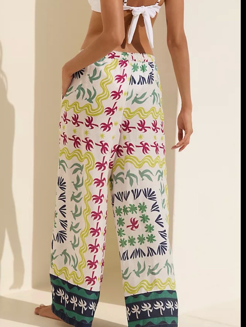 Celandine x Daniella Manini linen blend wide leg pull on pants